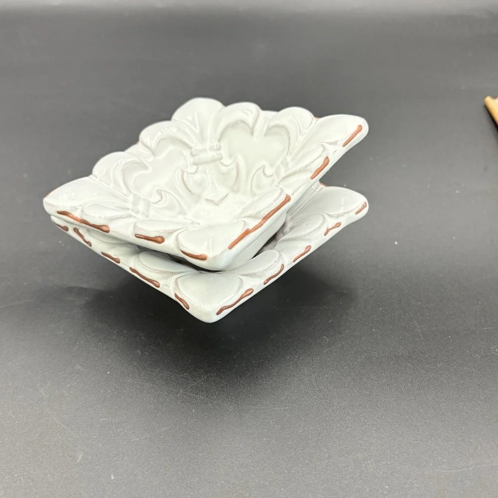 Mud Pie Ceramic Square Decorative Bowl Trinket Snack Dish 4